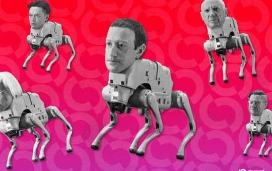 Beeple Made Robot Dogs With Musk, Zuckerberg, and Warhol Heads That Poop NFTs